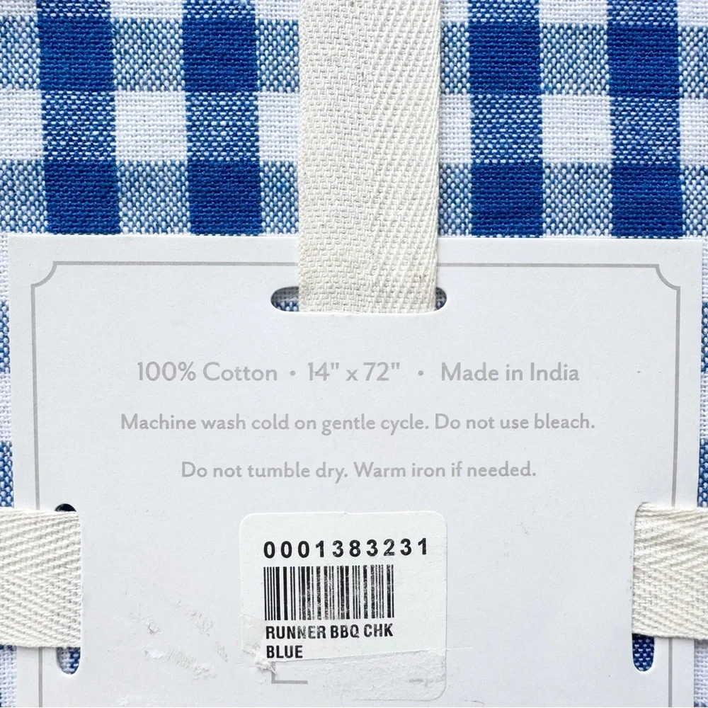 Sur la Table Table Runner in BBQ Check Blue | NWT